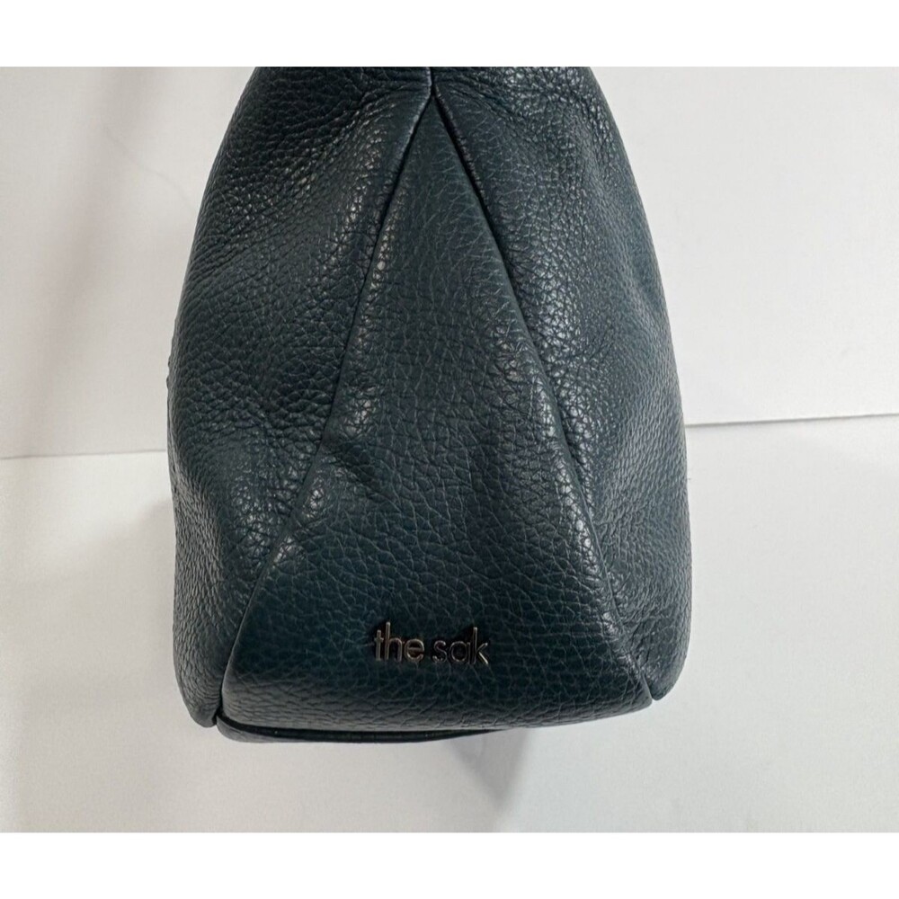 The Sak Women's Hobo Shoulder Bag Dark Teal Green Pebbled Leather Zip Closure - Picture 9 of 13